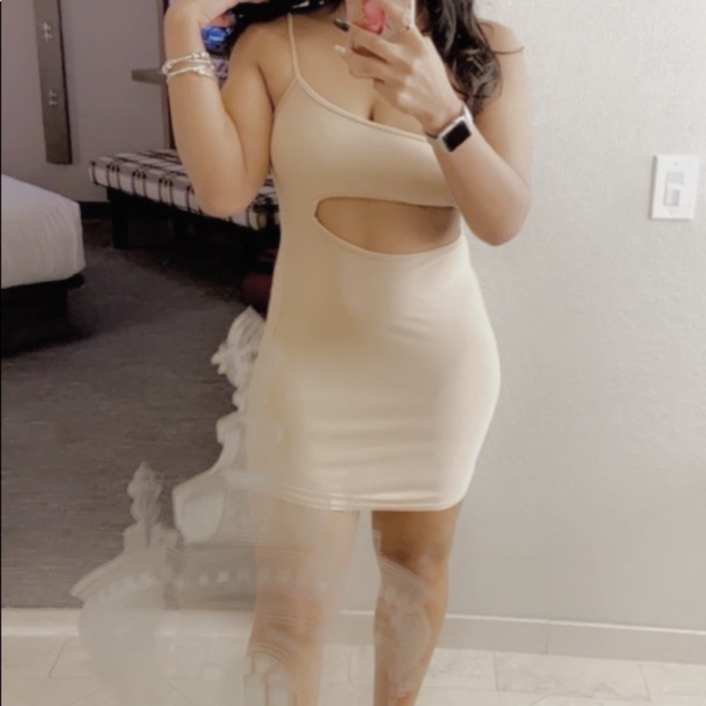 One shoulder spaghetti strap cut out dress